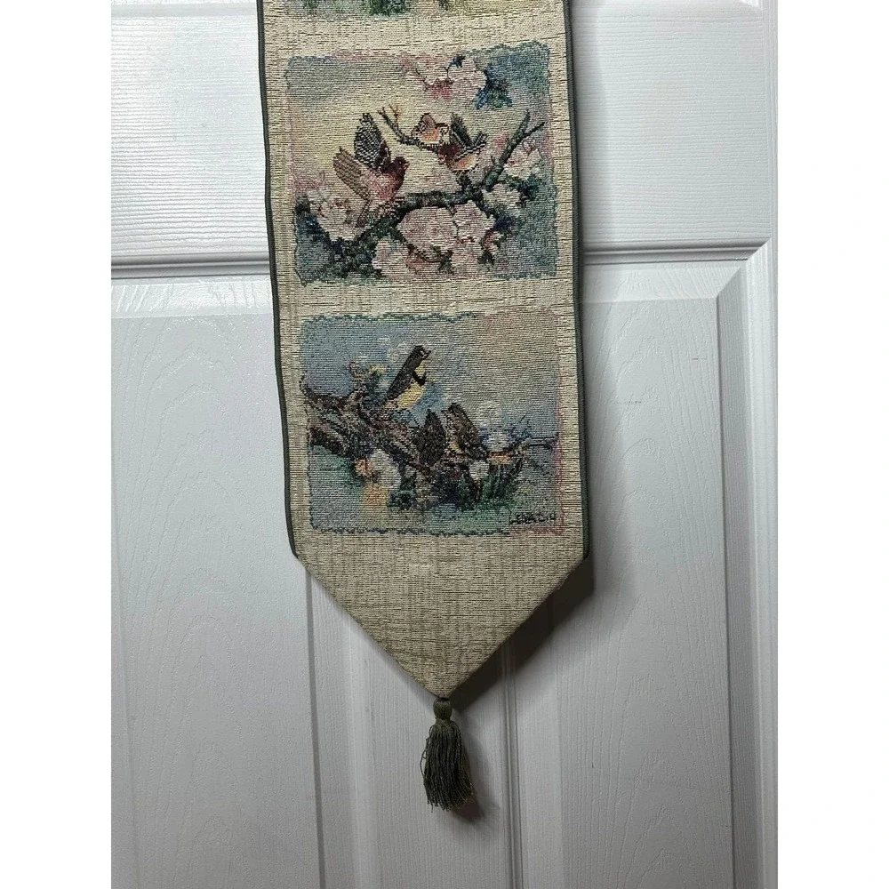 Vintage And all Tapestry Birds Tassel Wood/Weave Songs Of Spring